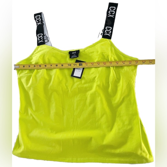 CCX By City Chic Tank Top Neon Yellow Athletic Womens Large Self Bra Black Strap - Picture 7 of 7